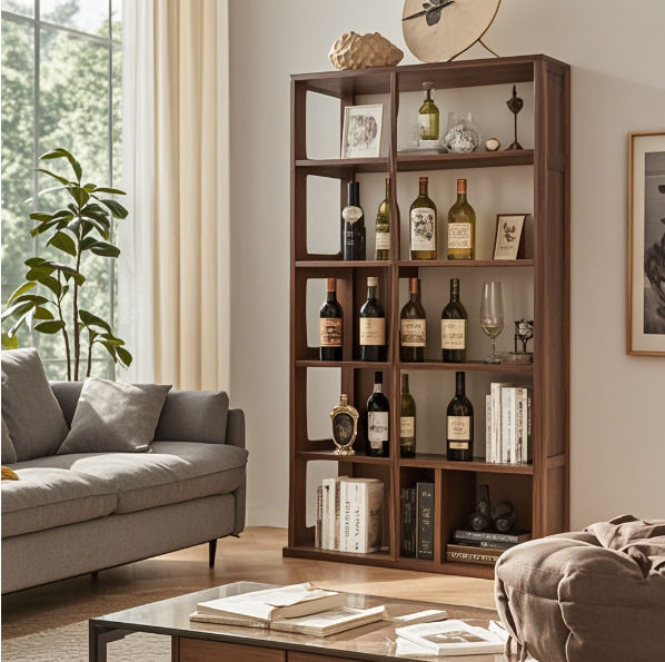 Living room wine bottle display rack