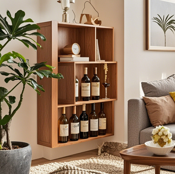 Wine bottle display rack in the study