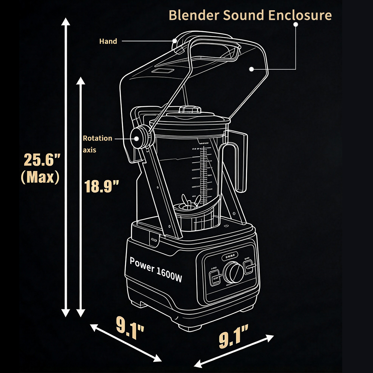 Line drawing of mixer sound insulation cover
